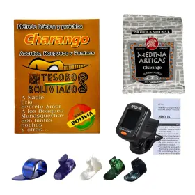 Aroma / Medina Artigas 798166000318 Charango Professional Sound Kit Finger Picks Strings Tuner At-01