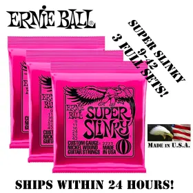 Ernie Ball 2223 3 Sets Super Slinky Nickel Wound Electric Guitar Strings 9-42