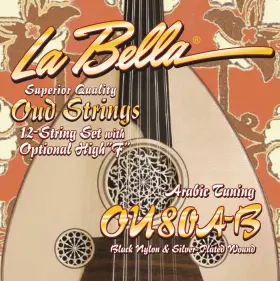 La Bella Ou80a-b Silver-black Nylon Arabic 12-string Oud Strings 22-33