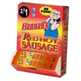 Monogram Meat Snacks Llc 727968512566 Hannahs Red Hot Sausage - 2/ 1 No Pork 50 Unit Box