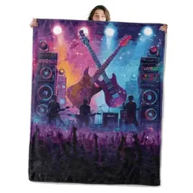 Someklly 50728bl036e063 Throw Blanket Soft Cozy Lightweight Flannel Blankets With 50x60 Inch Guitar