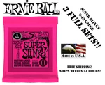 **3 Sets Ernie Ball 2223 Super Slinky Electric Guitar Strings 9-42**. Fixed Price $19.99.
