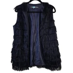 Eva Franco Anthropologie Vest Women's S Navy Fringe Open Front Boho Chic Casual. Fixed Price $29.88.