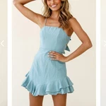 Nwt Selfie Leslie Sarah Kay Double Bow Cotton Mini Dress Size Xs Sage Ruffle Hem. Fixed Price $30.00.