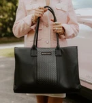 Mary Kay Travel Tote Bag Black Large Double Handles Pockets Pink Bow Interior. Fixed Price $12.10.