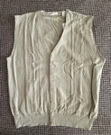 Nos Franco B 100% Merino Wool Tan Button Up Vest Cabled Knit Sweater Men Size L. Fixed Price $127.10.