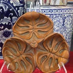 Hand-carved Hawaiian Three Section Wooden Bowl Aloha Hawaii Dish. Fixed Price $25.00.